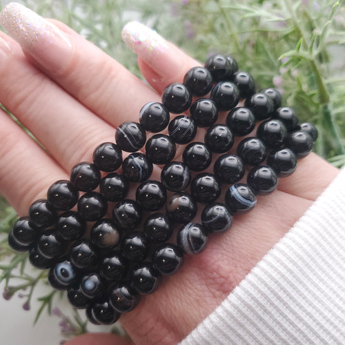 Black Agate Stretch Bracelet