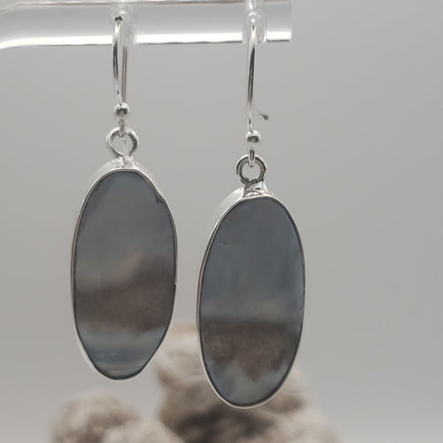 Blue Banded Opal Sterling Silver Earrings