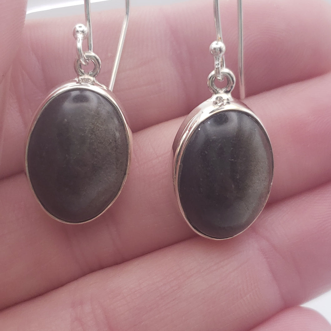 Gold Obsidian Sterling Silver Earrings