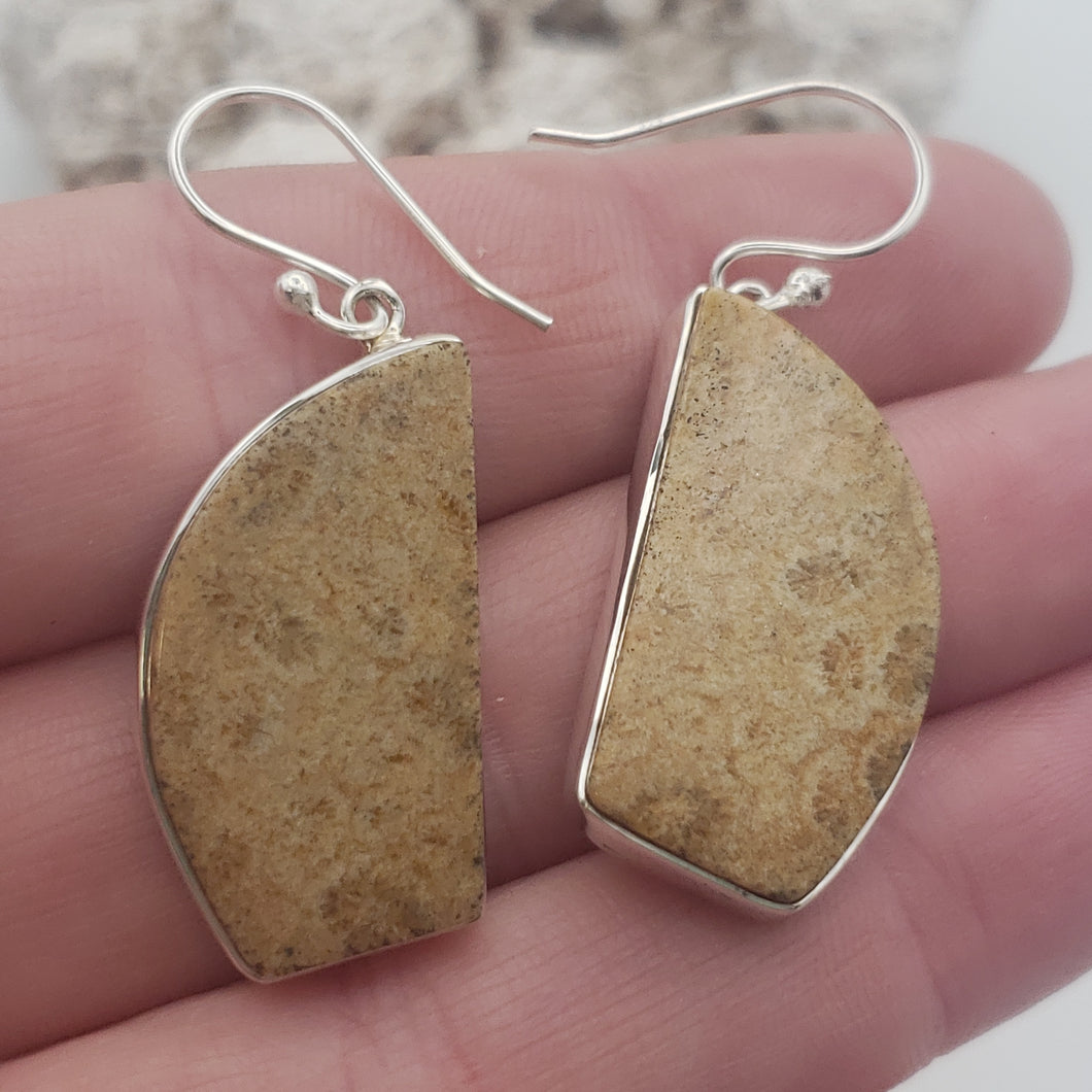 Fossilized Coral Sterling Silver Earrings