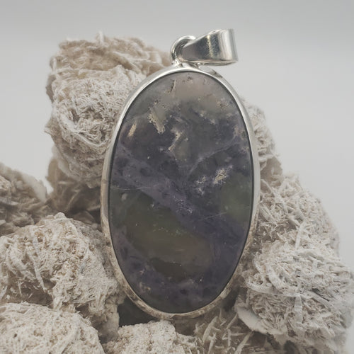 Fluorite Sterling Silver Pendant with 20in Sterling Silver Necklace