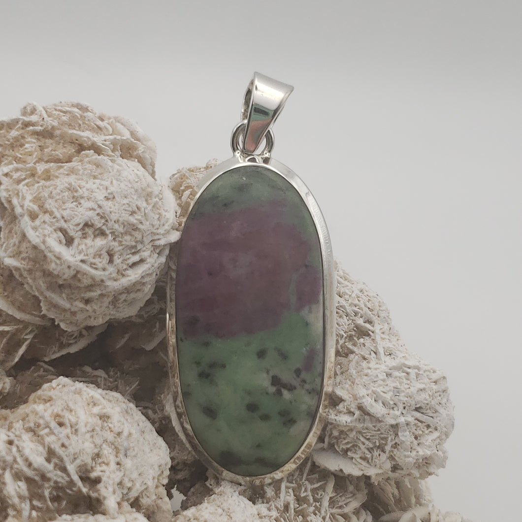 Ruby Zoisite Sterling Silver Pendant with 20in Sterling Silver Necklace