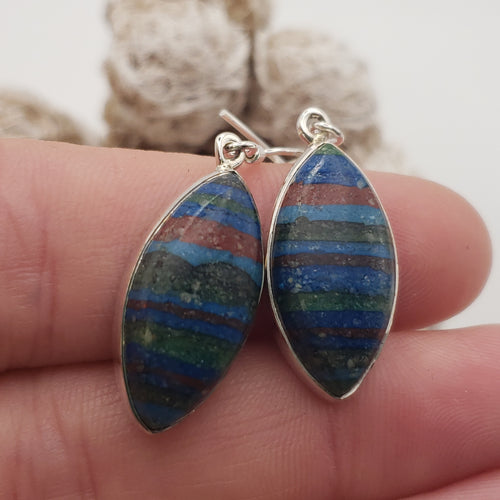 Rainbow Calsilica Sterling Silver Earrings