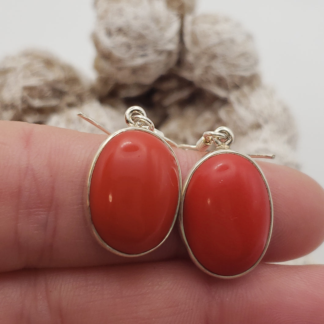 Coral (Synthetic) Sterling Silver Earrings