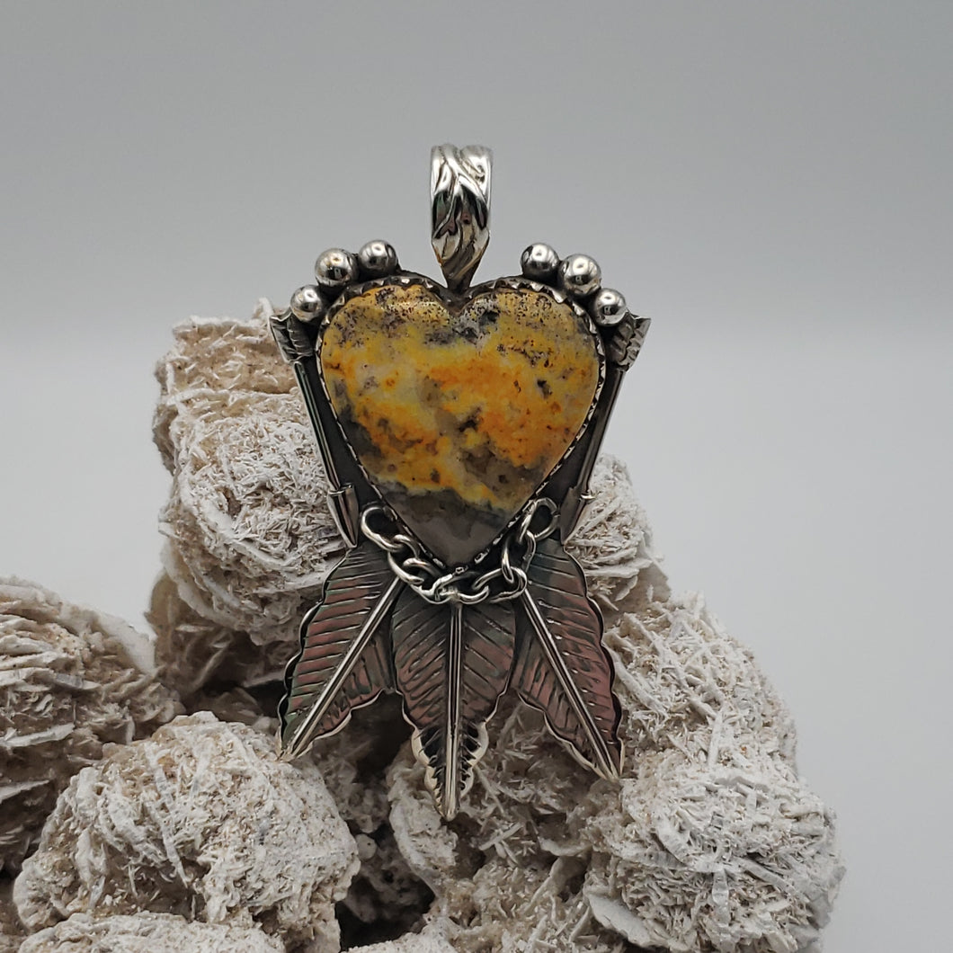 Bumblebee Jasper Sterling Silver Pendant with 20