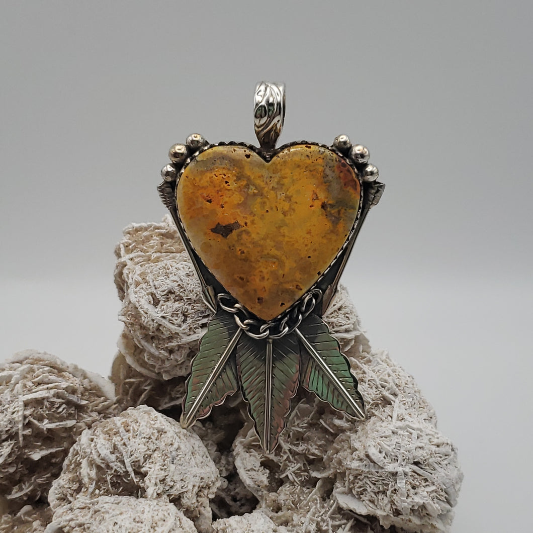 Bumblebee Jasper Sterling Silver Pendant with 20