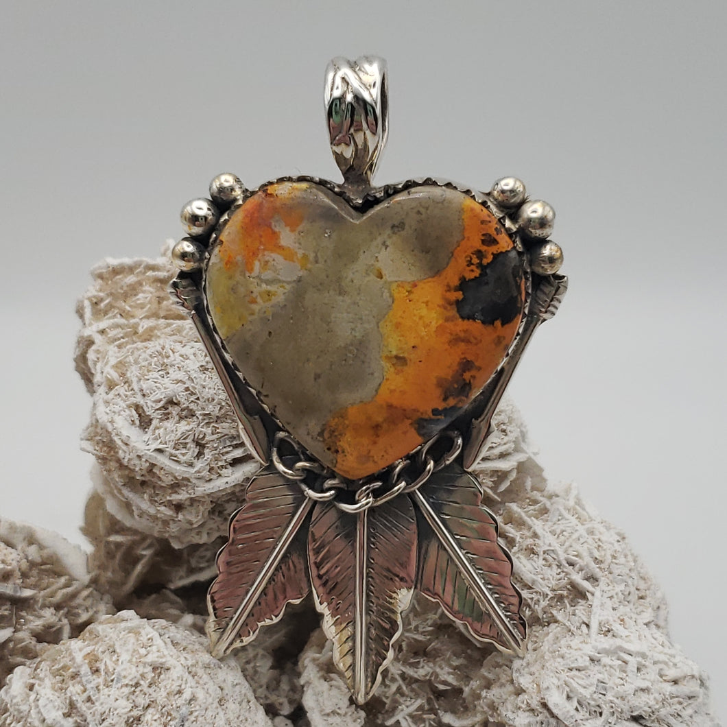 Bumblebee Jasper Sterling Silver Pendant with 20