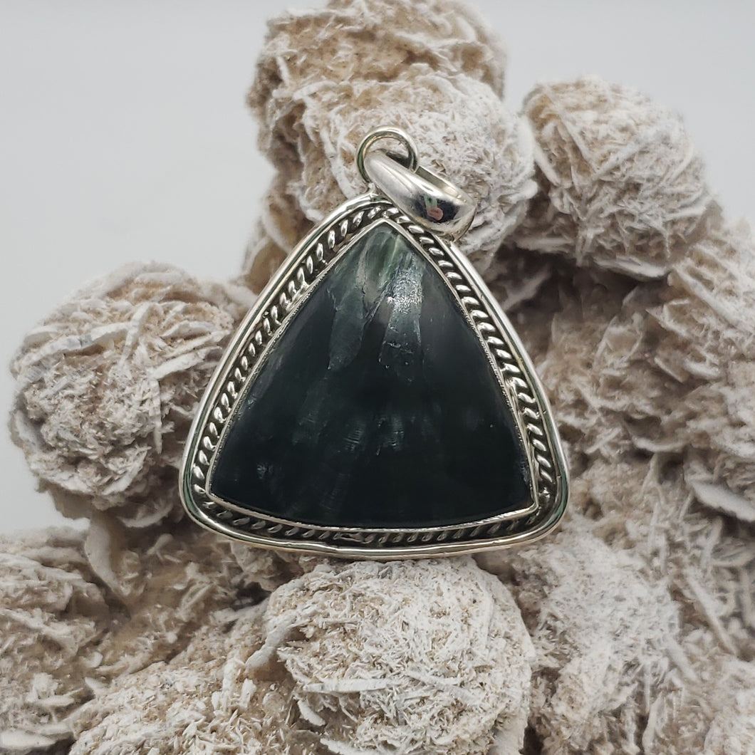 Seraphinite Sterling Silver Pendant with 20