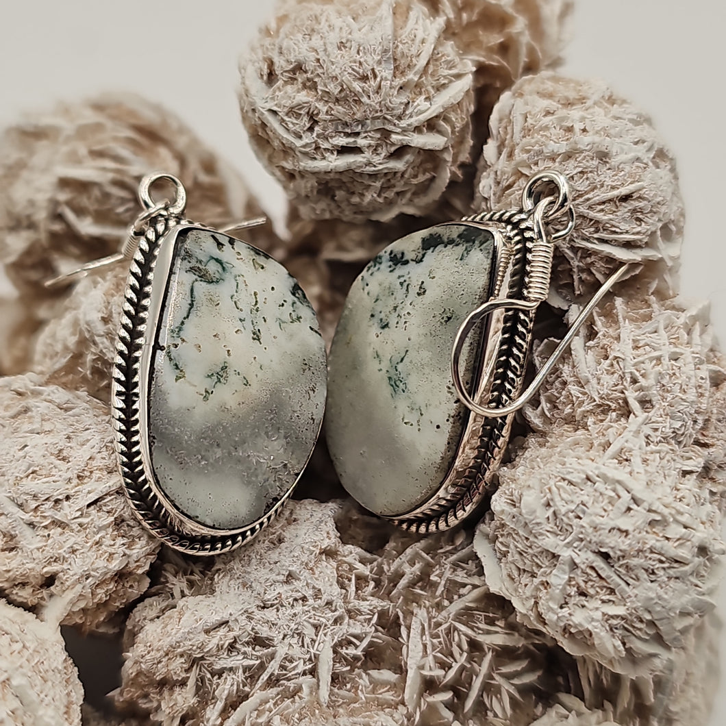 Tree Agate Sterling Silver Earrings