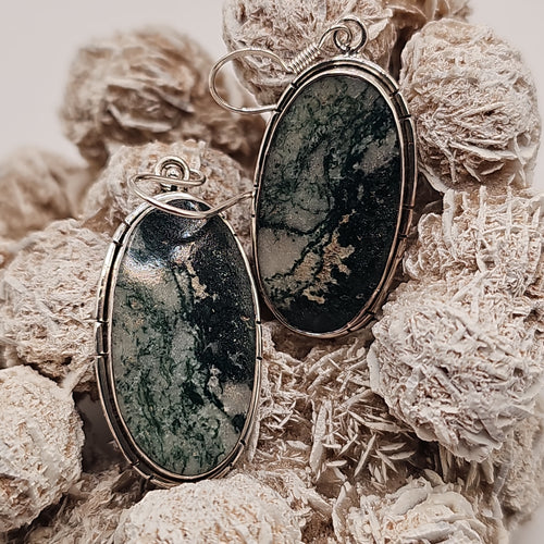 Tree Agate Sterling Silver Earrings