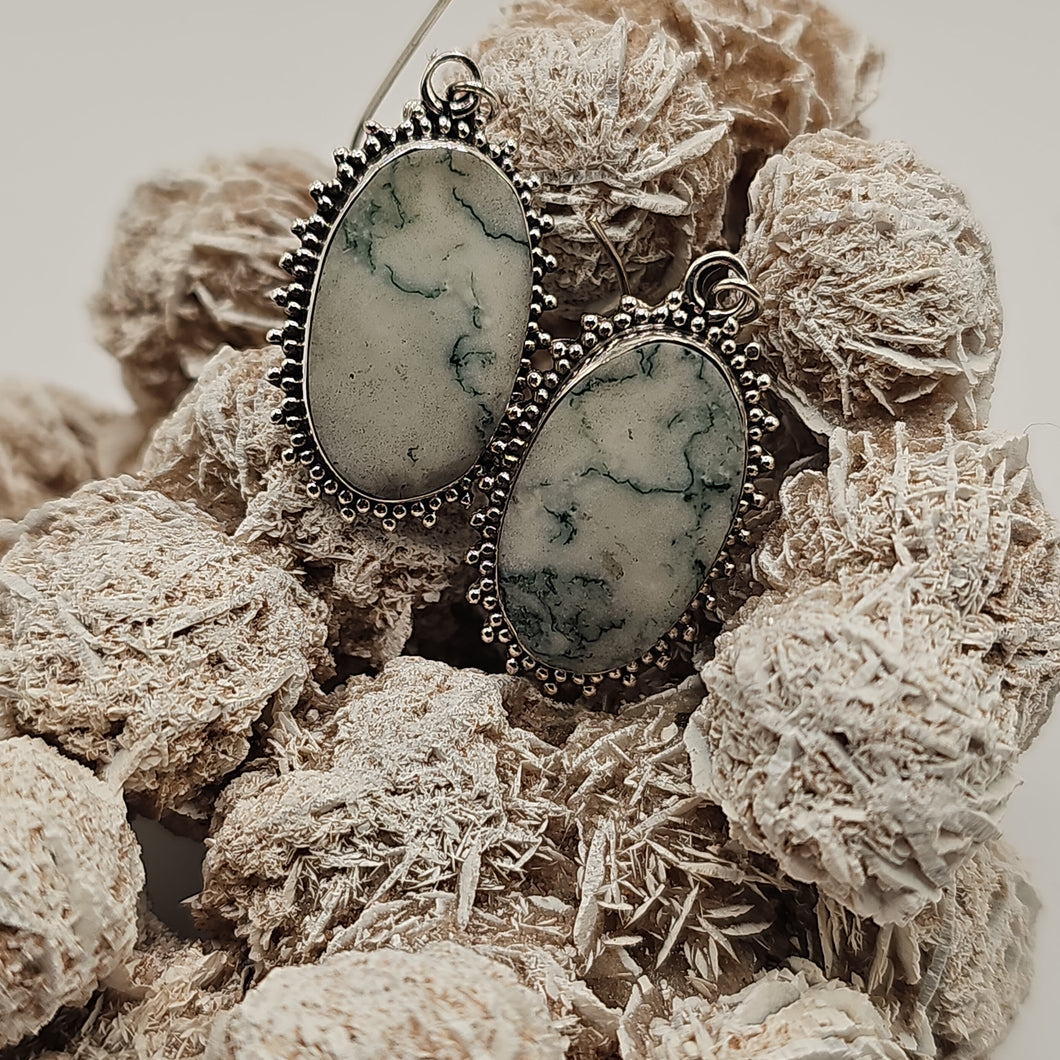 Tree Agate Sterling Silver Earrings