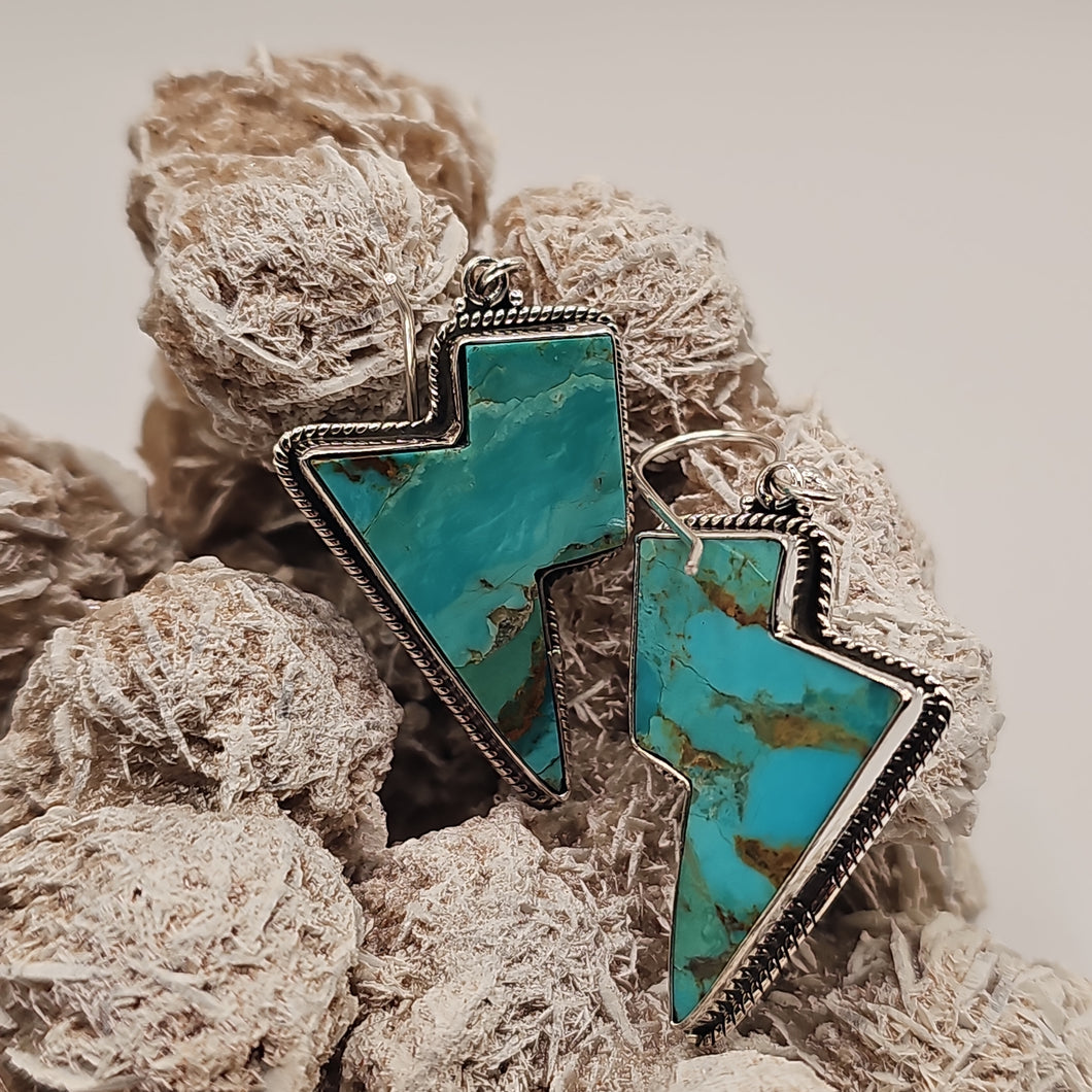 Mojave Turquoise Lightning Bolt Sterling Silver Earrings