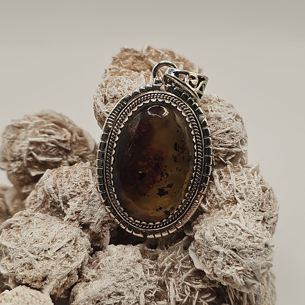 Amber Sterling Silver Pendant with 20