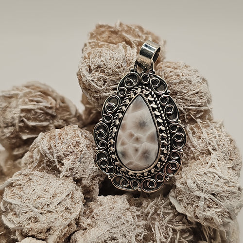 Natrolite Sterling Silver Pendant with 20