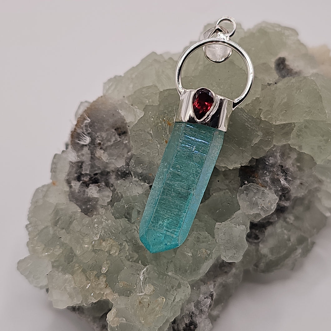 Dyed Quartz with Garnet Pendant