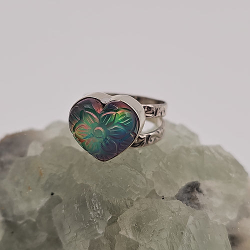 Aurora Heart Sterling Silver Ring Size 6.5