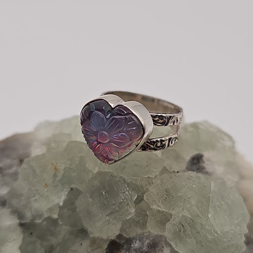 Aurora Heart Sterling Silver Ring Size 6