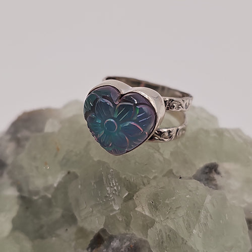 Aurora Heart Sterling Silver Ring Size 7