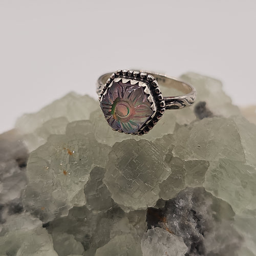 Aurora Sunflower Sterling Silver Ring Size 9