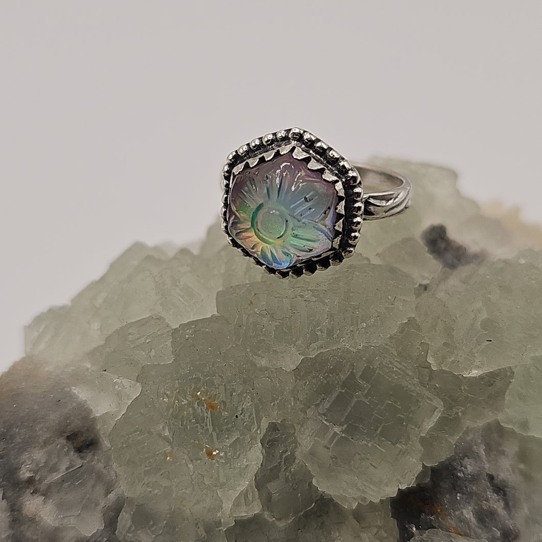 Aurora Sunflower Sterling Silver Ring Size 6