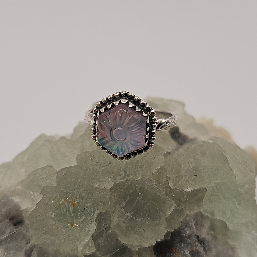 Aurora Sunflower Sterling Silver Ring Size 7