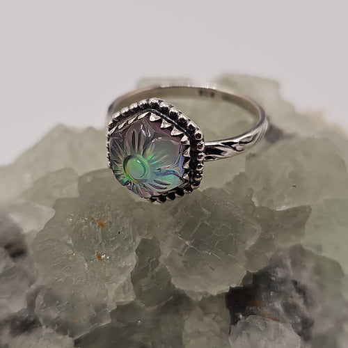 Aurora Sunflower Sterling Silver Ring Size 10