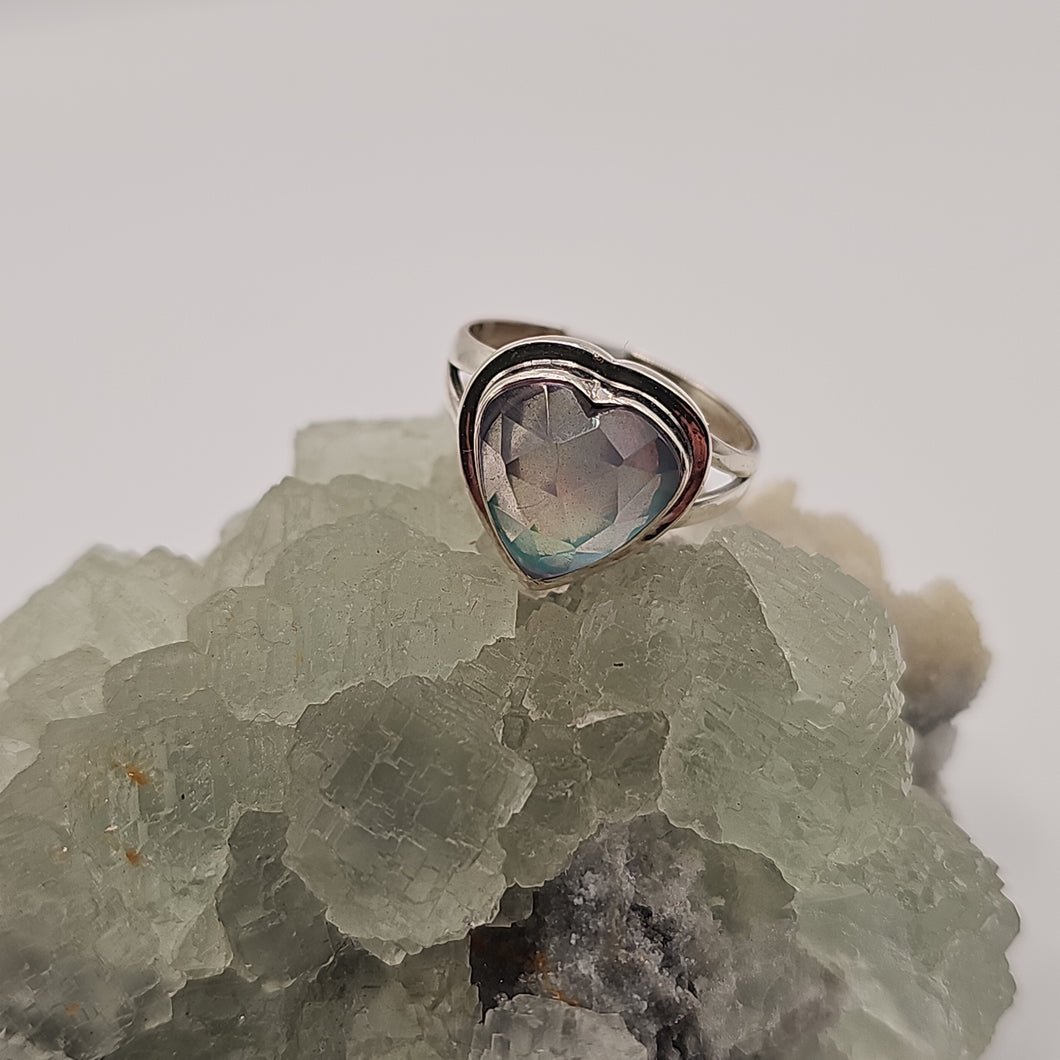 Aurora Heart Sterling Silver Ring Size 7