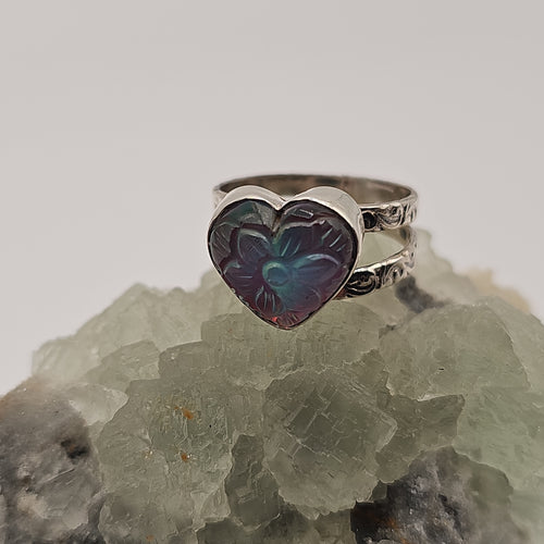 Aurora Heart Sterling Silver Ring Size 10