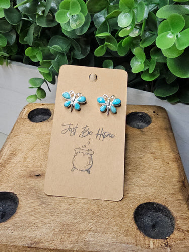 Turquoise Butterfly Sterling Silver Studback Earrings