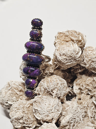 Purple Copper Turquoise Sterling Silver 7 Mount Ring