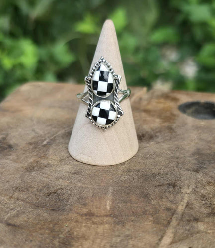 Checkerboard Sterling Silver Ring