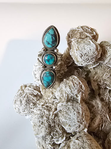 Tibetan Turquoise Sterling Silver Ring Size 6