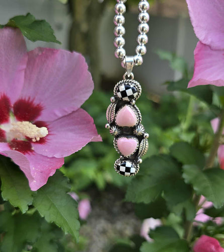 Checkerboard & Queen Conch Sterling Silver Pendant