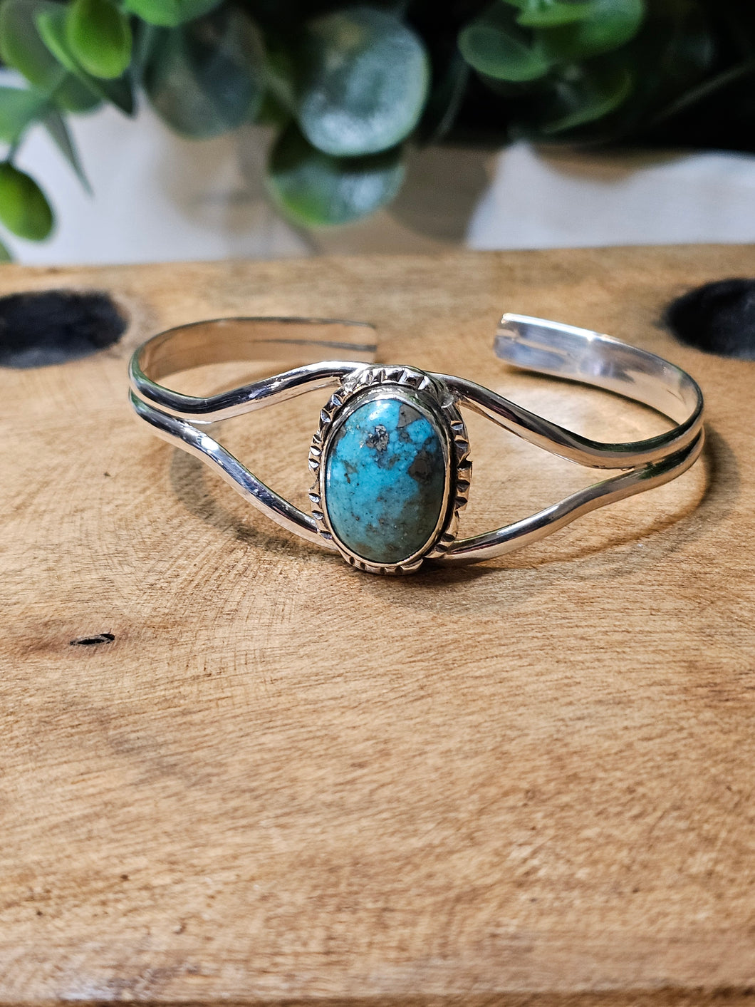 Morenci Turquoise Sterling Silver Bangle Bracelet