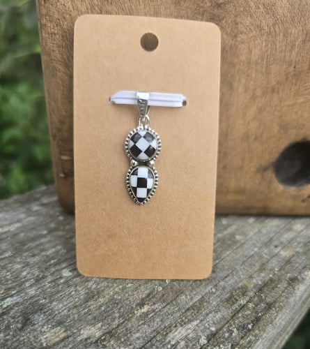 Checkerboard Sterling Silver Pendant