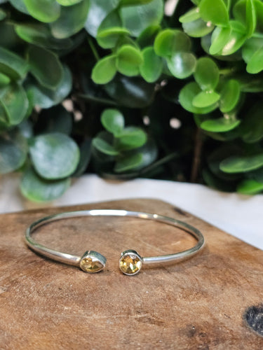 Citrine Sterling Silver Twist Bangle Bracelet