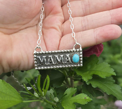 Mama Kingman Turquoise - 18in Paperclip Necklace Sterling Silver