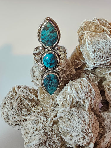 Tibetan Turquoise Sterling Silver Ring Size 6