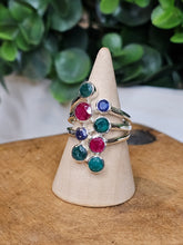 Load image into Gallery viewer, Pink, Green &amp; Blue Corundum Sterling Silver Ring