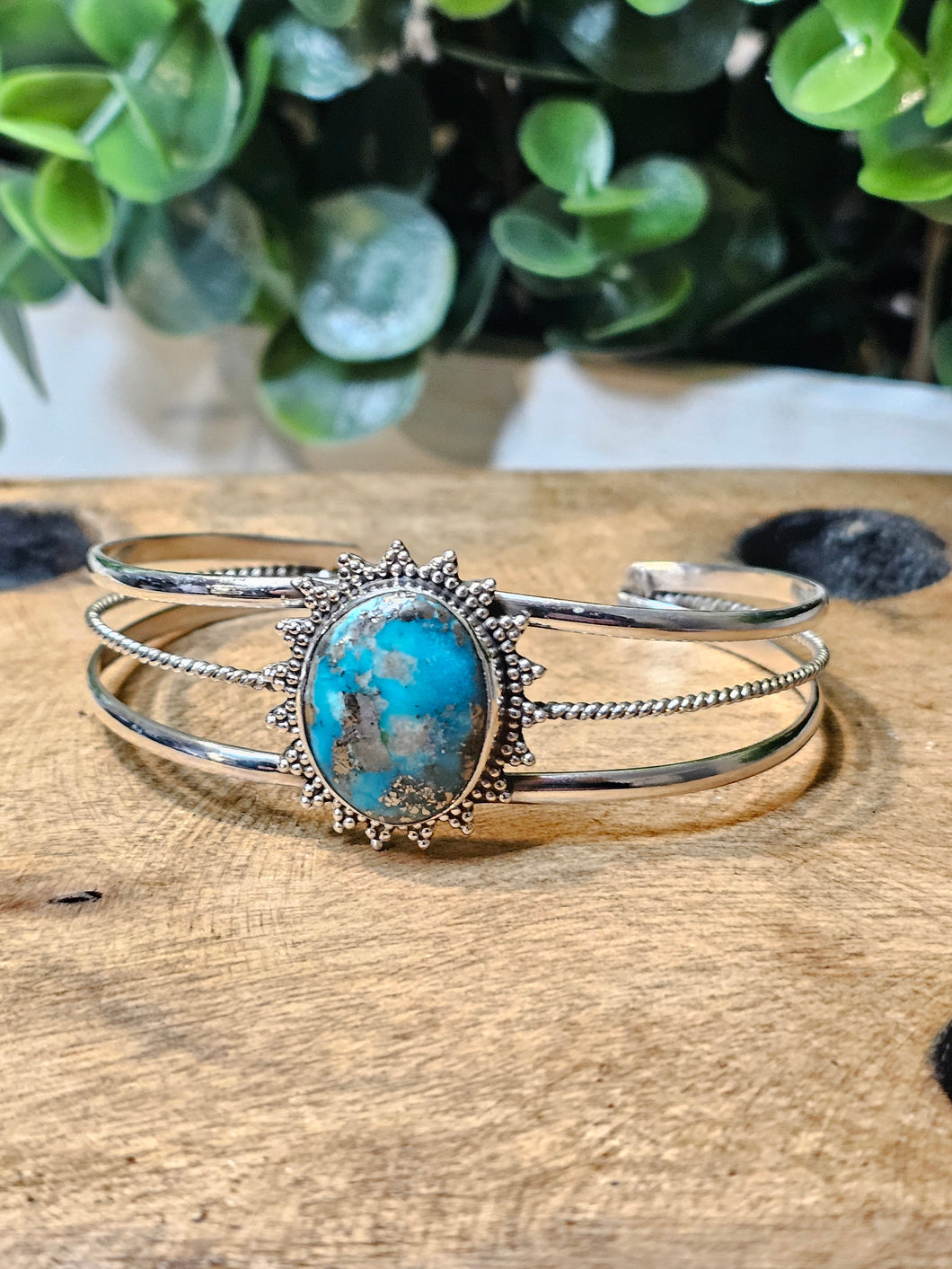 Morenci Turquoise Sterling Silver Bangle Bracelet