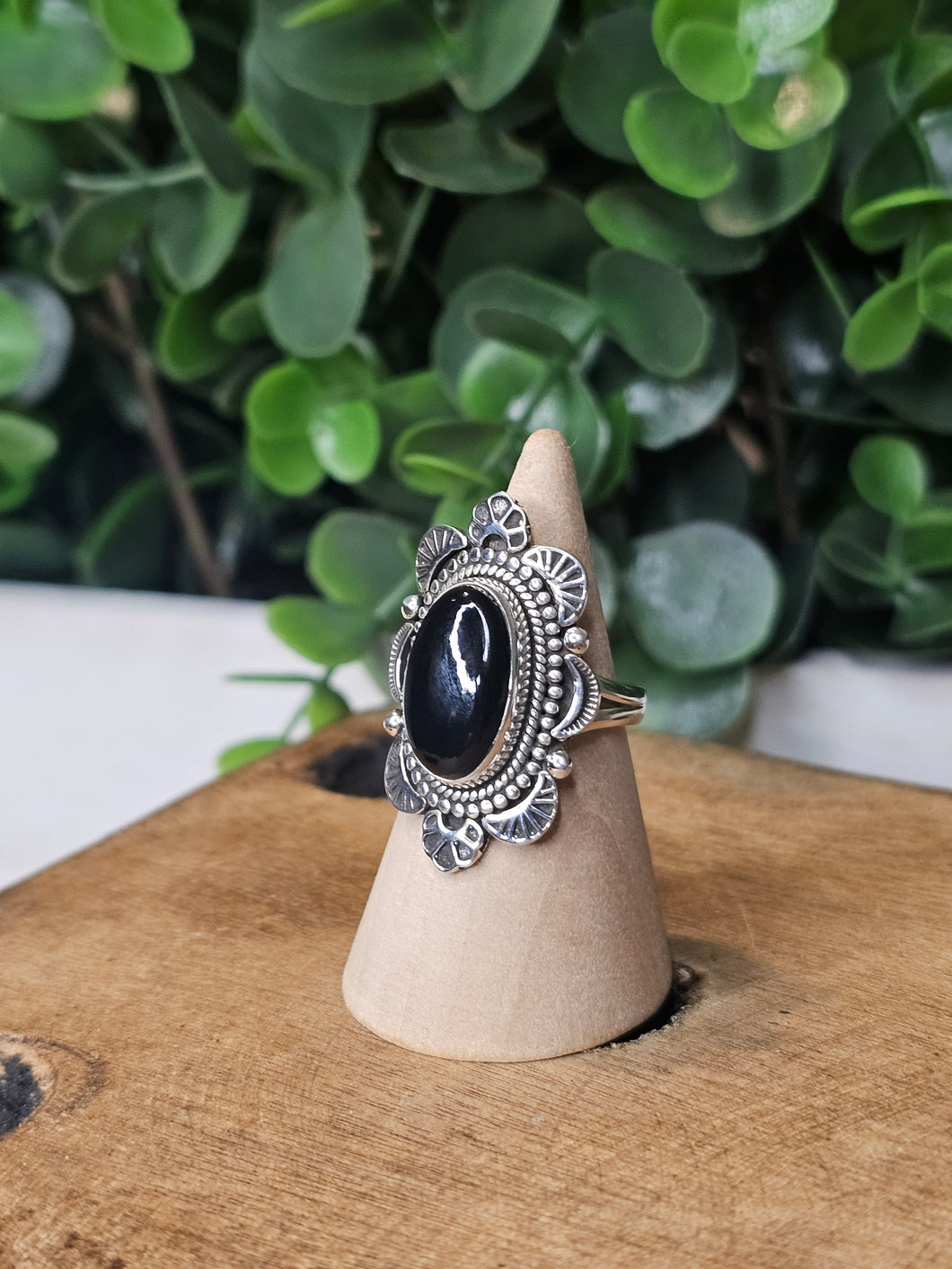 Black Onyx Sterling Silver Ring Size 7