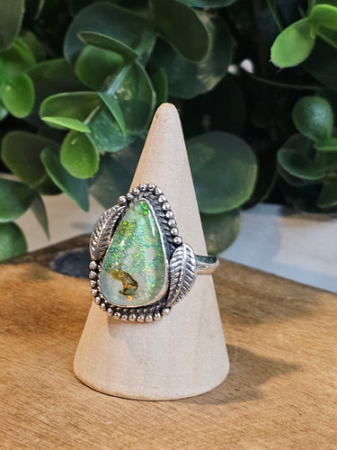 Monarch Opal Sterling Silver Ring Size 10