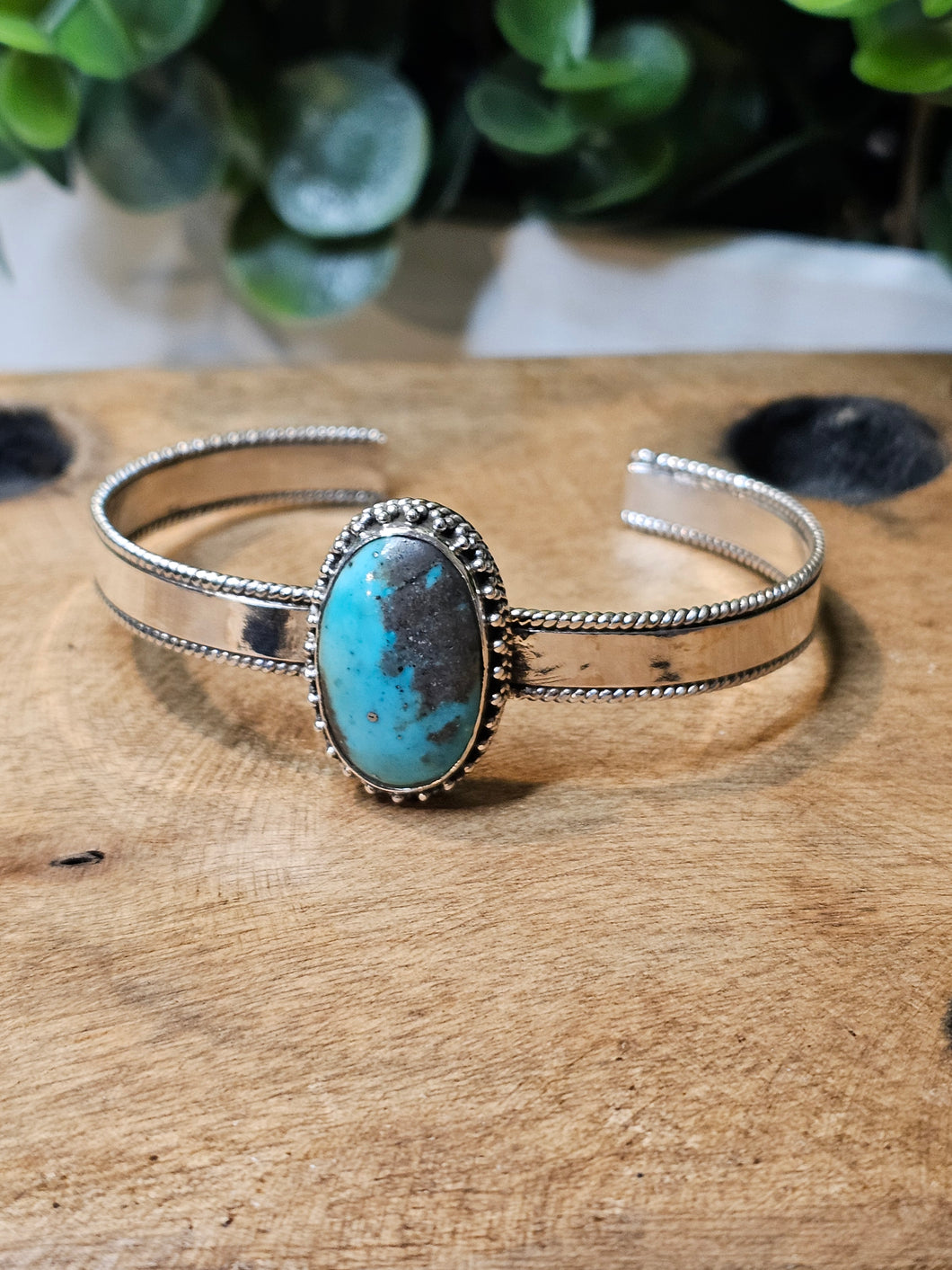 Morenci Turquoise Sterling Silver Bangle Bracelet