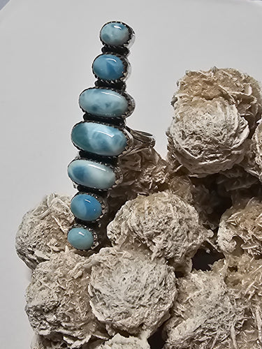 Larimar Sterling Silver 7 Mount Ring
