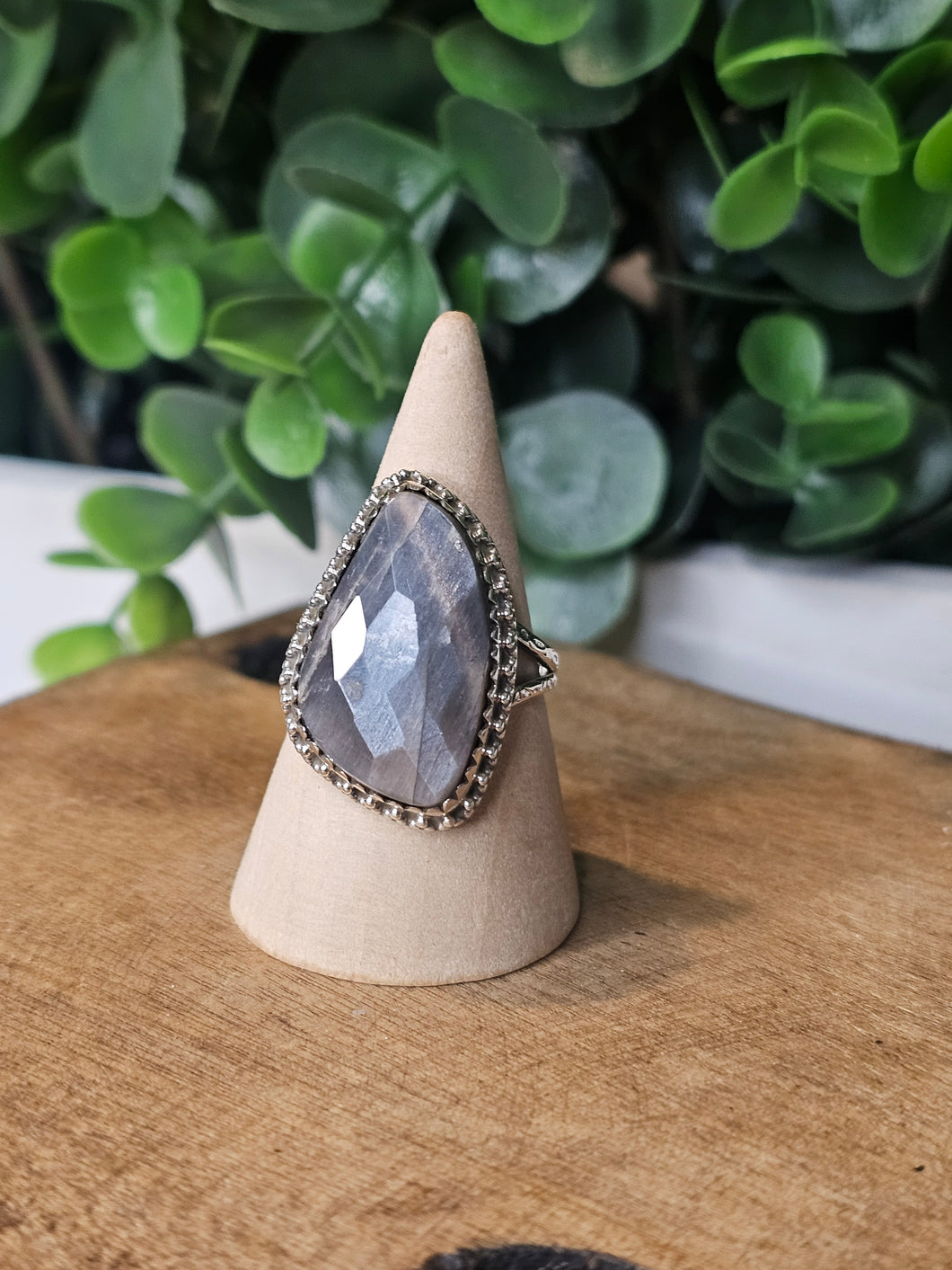 Chocolate Moonstone Sterling Silver Ring Size 11