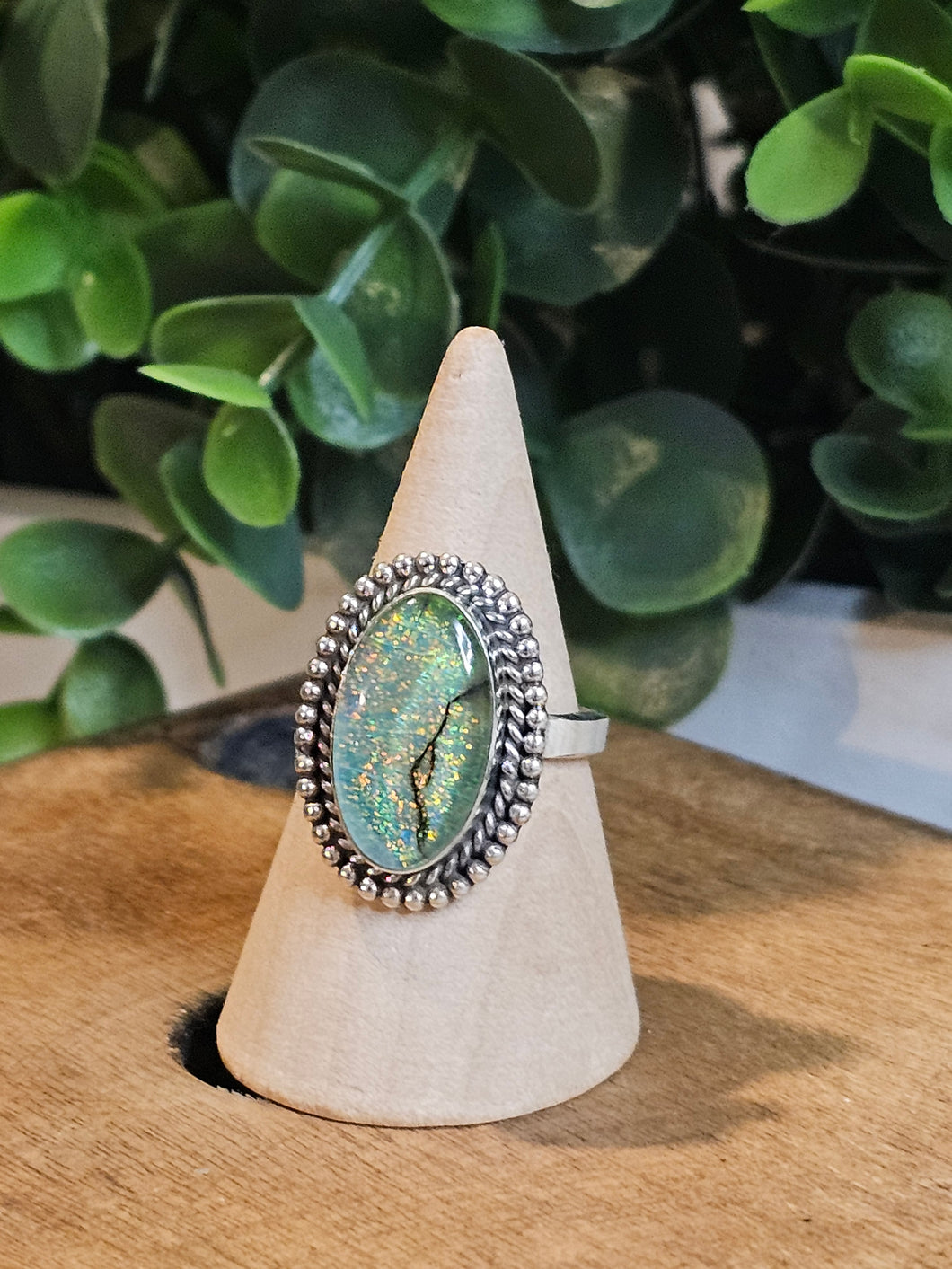 Monarch Opal Sterling Silver Ring Size 9