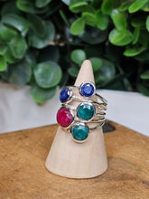 Load image into Gallery viewer, Pink, Green &amp; Blue Corundum Sterling Silver Ring