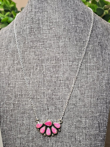 Pink Fire Opal Sterling Silver Closeback Pendant with 18