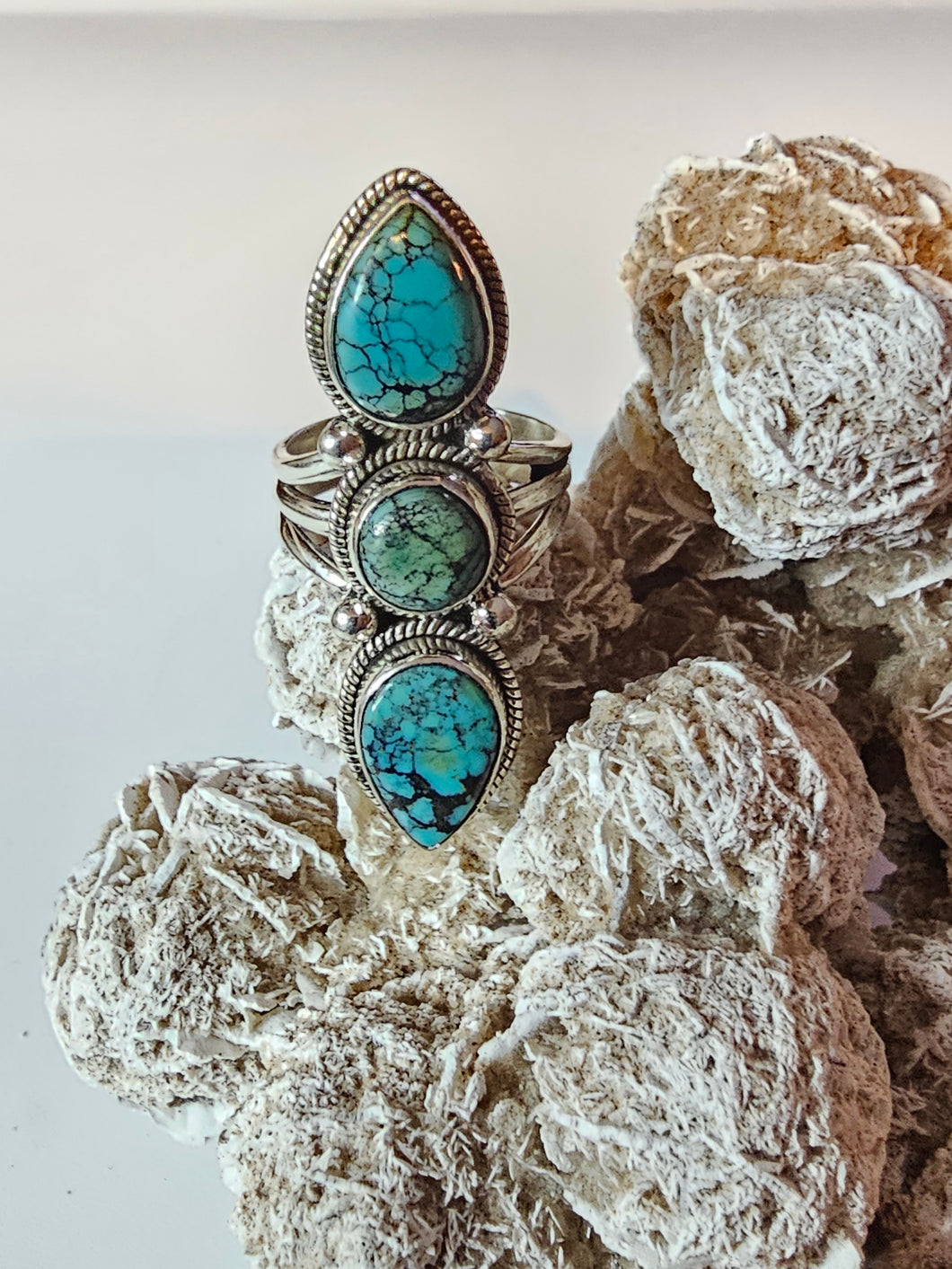 Tibetan Turquoise Sterling Silver Ring Size 7