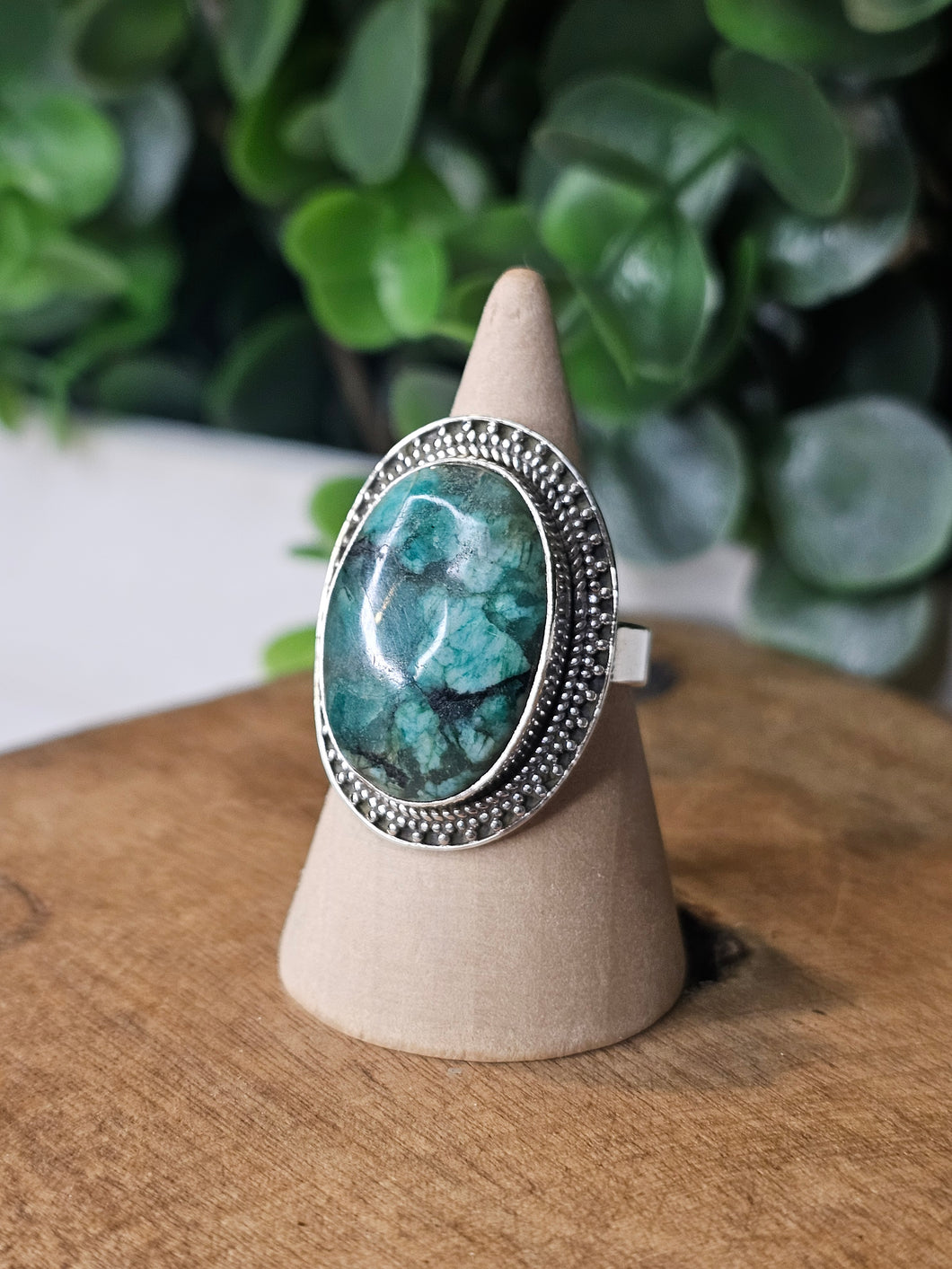 Sakota Emerald Sterling Silver Ring Size 9